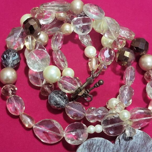 Believe Heart Pendant Two Layered Bead Necklace - Picture 12 of 12